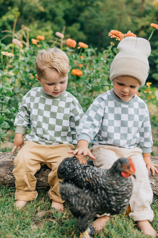Checkered crewneck blue